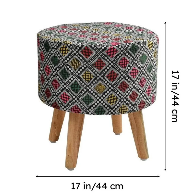 Navine Boho Diamond Multicolor Engineered Wood Ottomans - Set Of Two media 7
