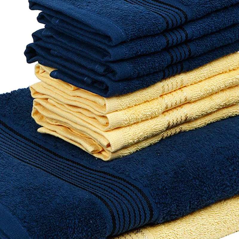 Comfora Bath & Face Towel Set (Blue,Yellow) - Ten Piece Set media 5