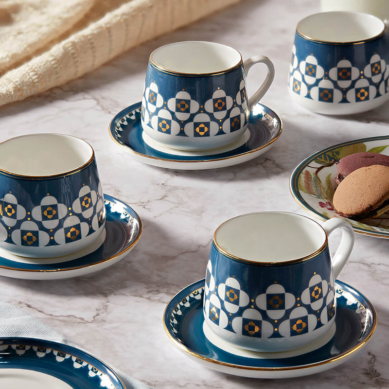 India Circus Rhapsody Bone Chine Cup And Saucer Set (220 mL Each) - Set of Four media 3