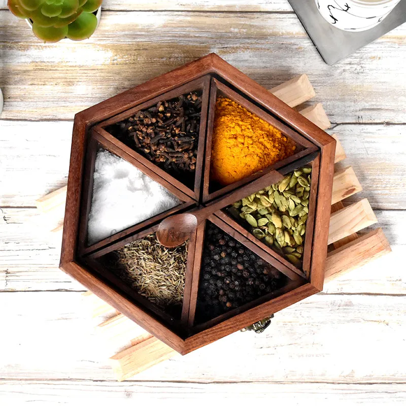 Hexa Spice Sheesham Wood Masala Box media 3