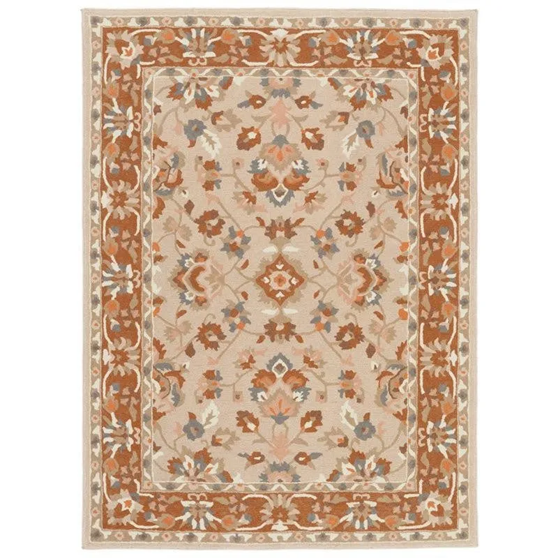 Shenlong Hand Tufted Ethnic Wool & Nylon Carpet - Beige media 1