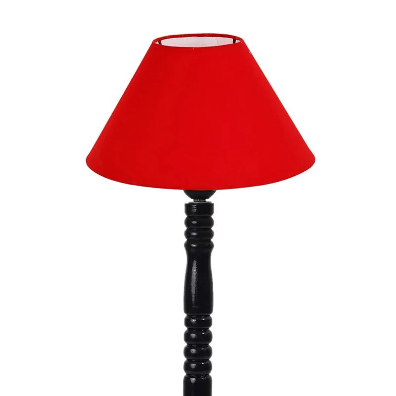Glow Mesa Table Lamp With Carved Wooden Base - Red,Black media 5