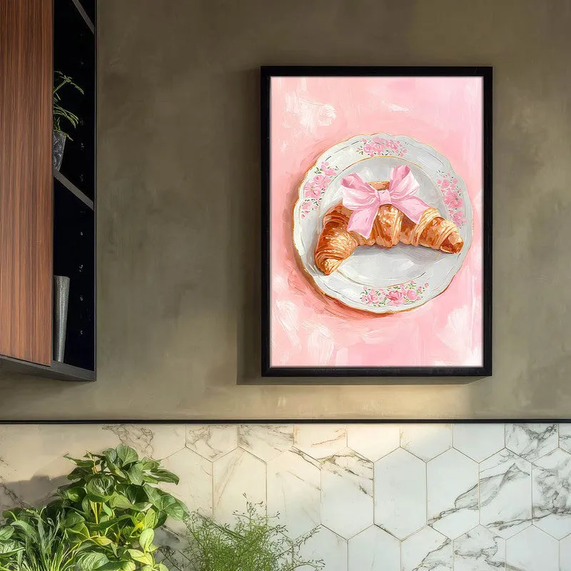 Croissant Bow Archival Canvas Wall Art - Black media 3