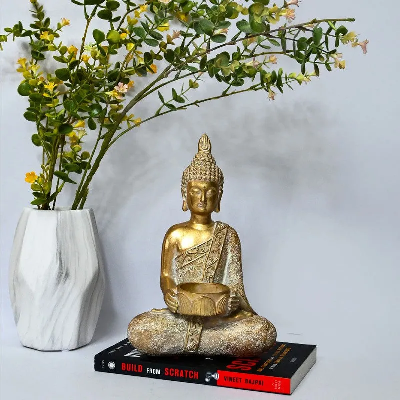 Meditative Golden Buddha Tealight Candle Holder media 4