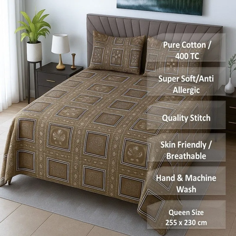 Kalaash Cotton Bedsheets (Brown) - 400 TC media 8