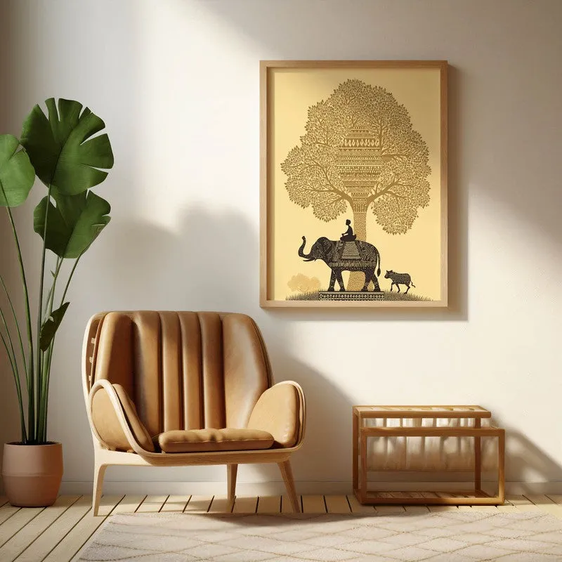 Kalpana Canvas Wall Painting With Brown Frame media 6