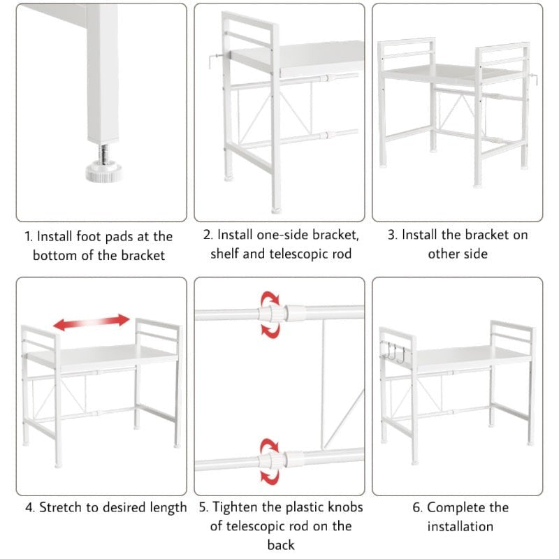 Esto Expandable Carbon Steel Microwave Stand with Adjustable Shelves media 6