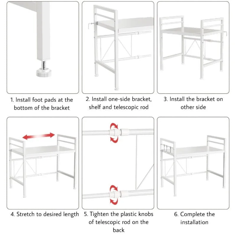 Esto Expandable Carbon Steel Microwave Stand with Adjustable Shelves media 6