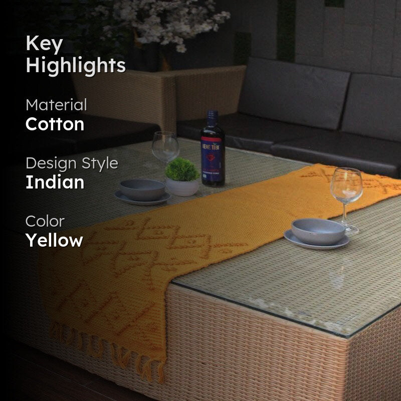 Savanna Handwoven Cotton Table Runner - Yellow media 2