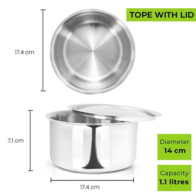 Gusto Stainless Steel Pot With Lid (1100, 1700, 2300, 3800 mL) - Set Of Four media 5