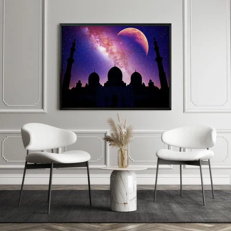 Mosque Silhouette Canvas Wall Painting - Black Frame media 5