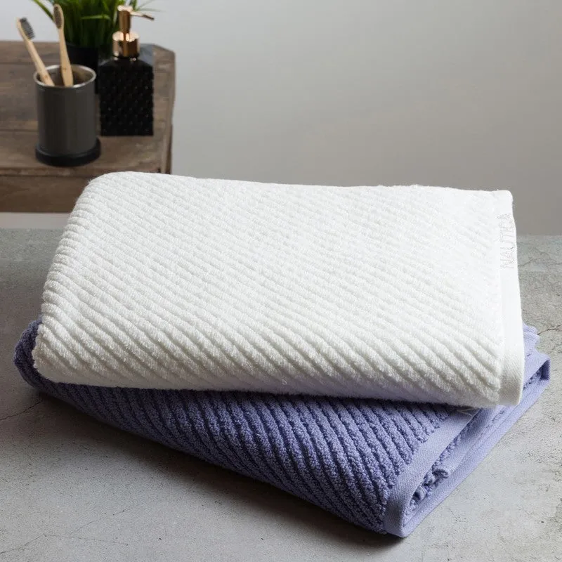 Nautica Riviera Soft Cotton Bath Towel (White & Light Blue) - Set Of Two media 3
