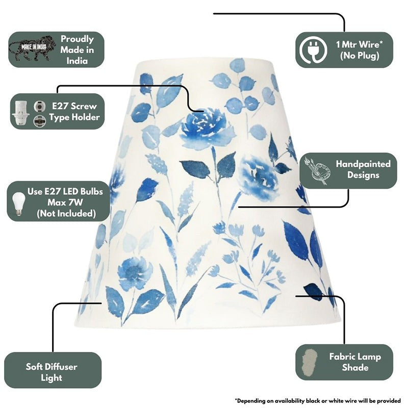 Indigo Clam Handpainted Fabric Ceiling Lamp media 4
