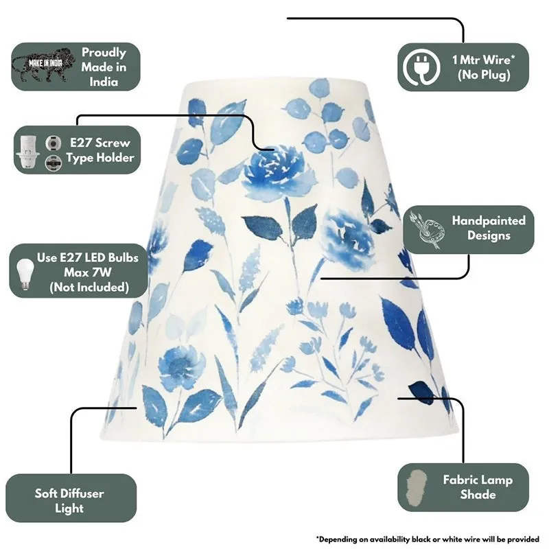 Indigo Clam Handpainted Fabric Ceiling Lamp media 4
