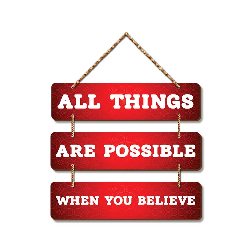 "All Things Are Possible" Motivational Wood MDF Wall Hanging media 5