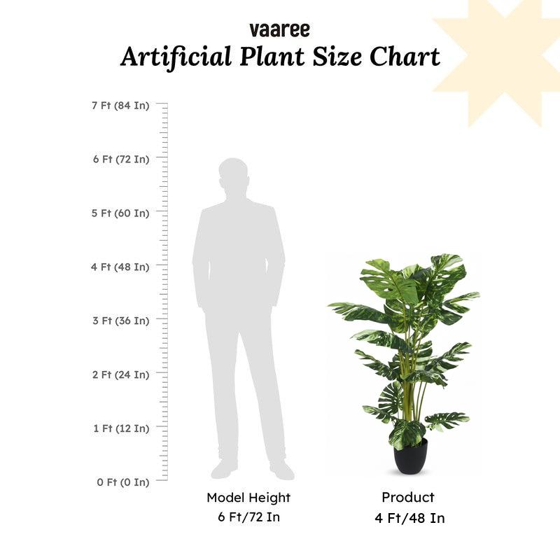 Faux Lush Variegated Monstera Plant With Black Plastic Pot - 4 Feet image 6