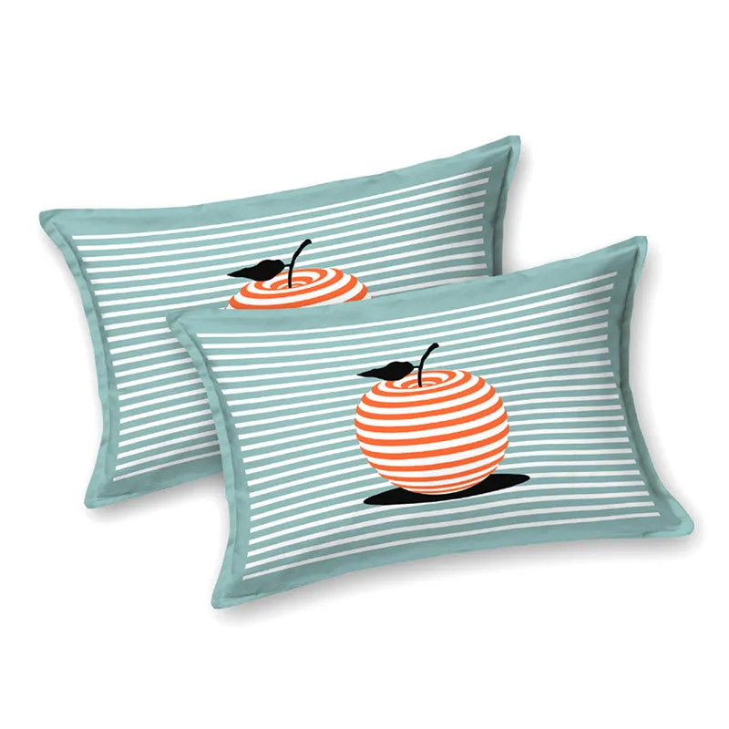 Illusion Stripey Cherry Cotton Bedsheet (Green) - 200 TC media 5