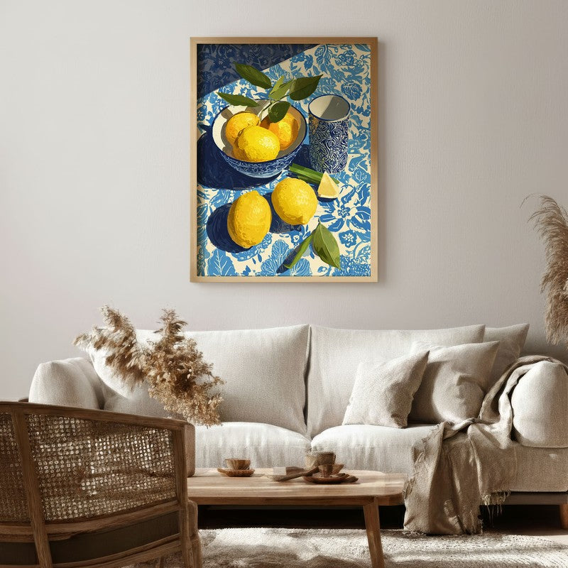 Zestara Lemon Canvas Wall Painting With Brown Frame media 6