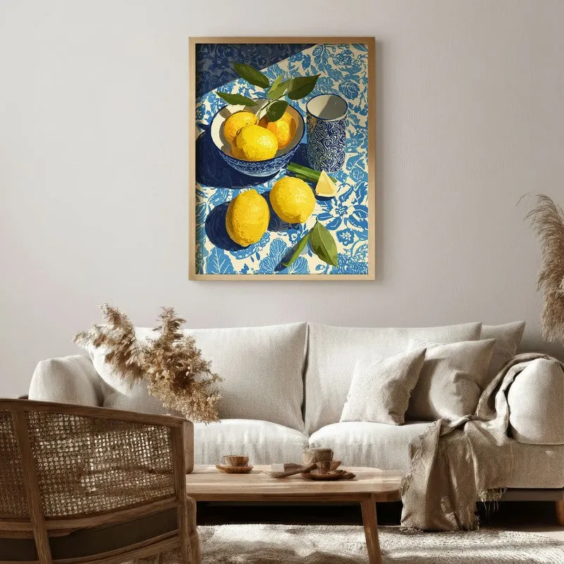 Zestara Lemon Canvas Wall Painting With Brown Frame media 6