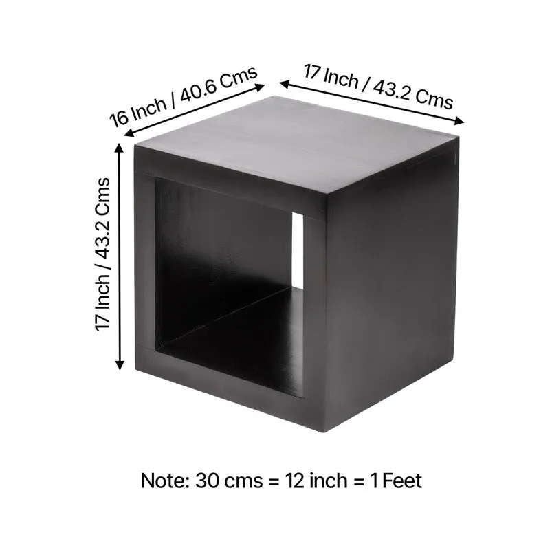 Pverox Sheesham Wooden Side & Bedside Table - Black media 10
