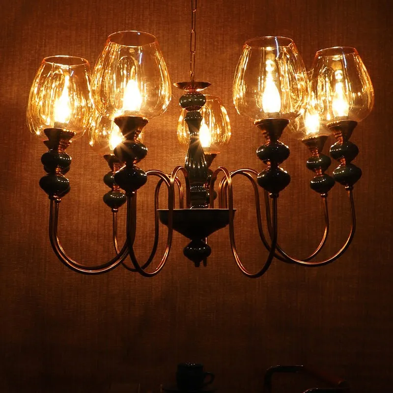 Creslen Glass Cluster Chandelier - Gold & Blue media 2
