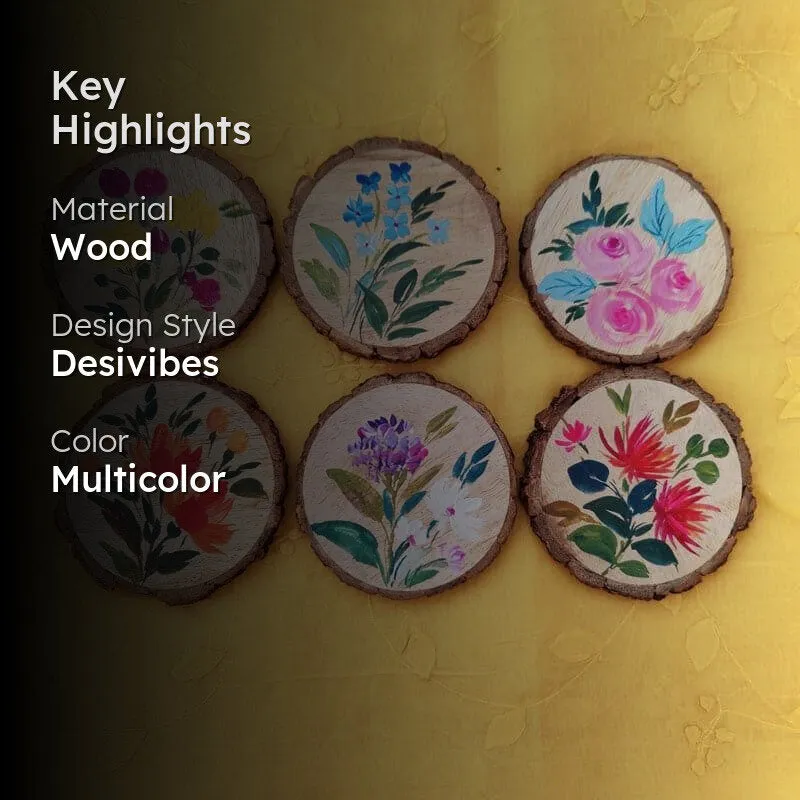 Kaya Flora Handpainted Coaster - Set Of Six media 2