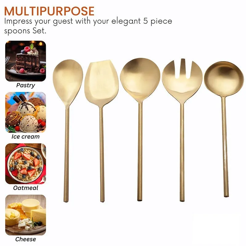 Zarifa Stainless Steel Serving Spoon - Set Of Five media 7