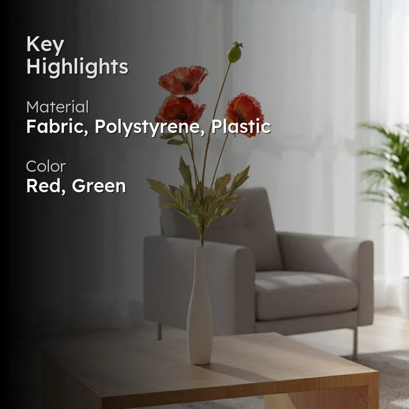 Poppy Artificial Flower Stem - Red media 2