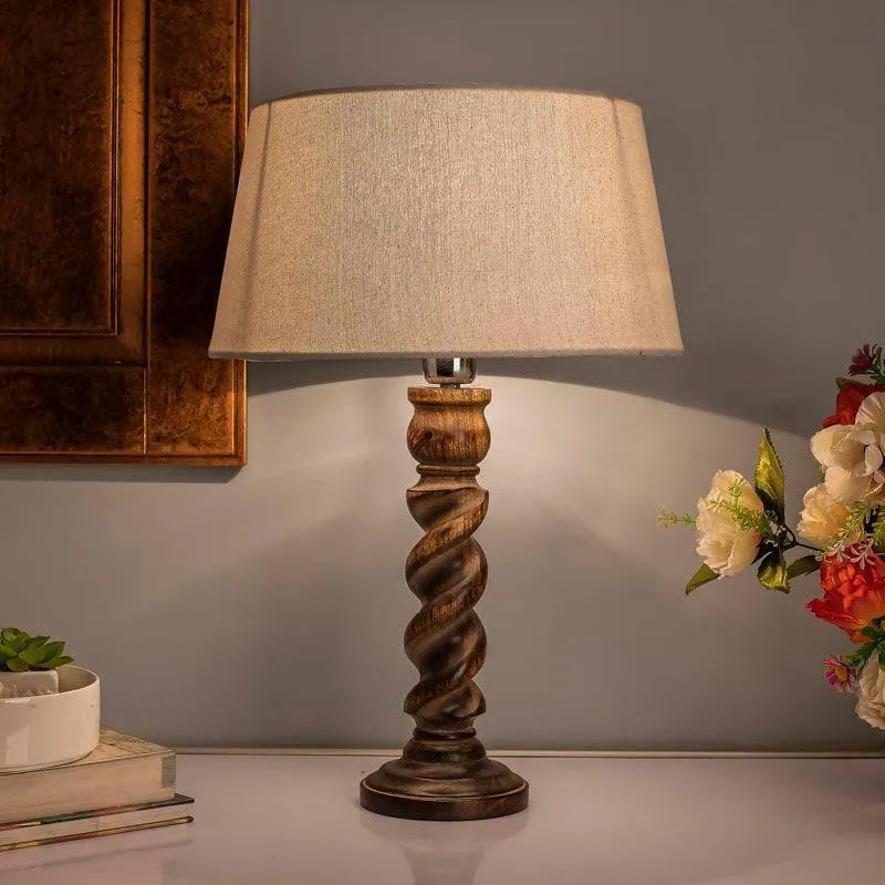 Aura Glimmer Fabric Table Lamp - Beige,Brown media 1