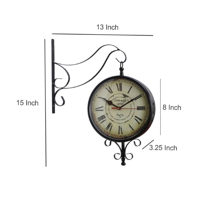 Nira Double Sided Roman Numeral Station Clock - Black & Beige media 5