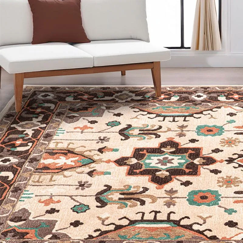 Nausicaa Ethnic Wool & Nylon Carpet - Brown & Beige media 3