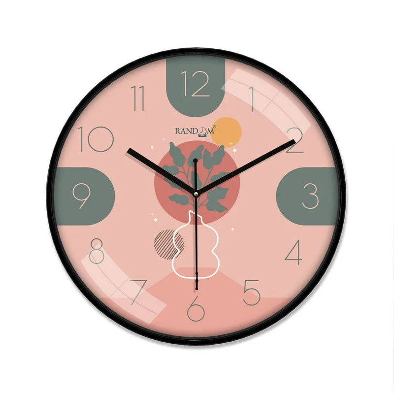 Roseate Round Analog Wall Clock - Pink media 3