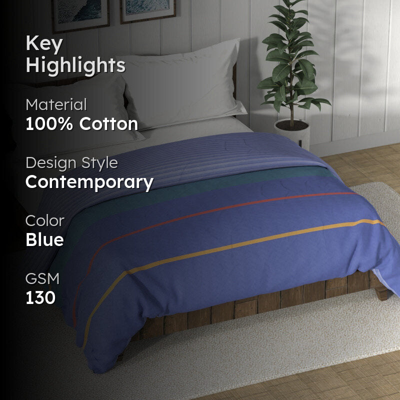 Nautica Line Shift Reversible Comforter (Blue) - 130 GSM media 2