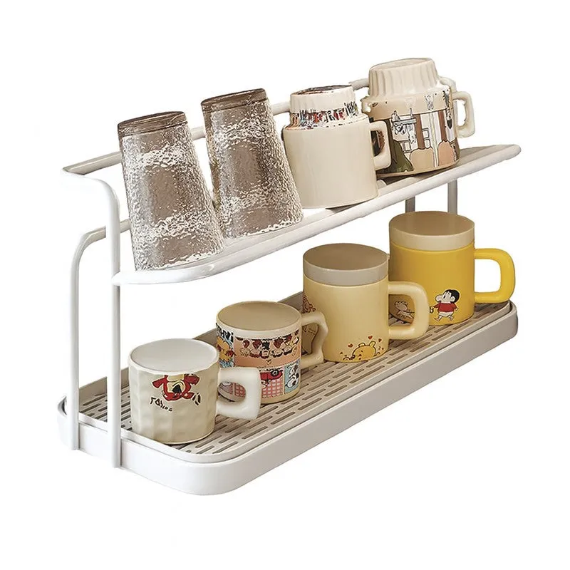Cupora 2-Tier Cup Rack with Tray - White media 3
