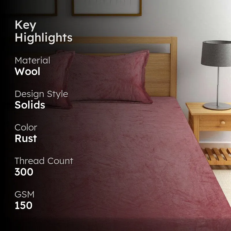 Pristine Charm Warm Wool Bedsheet (Rust) - 150 GSM media 2