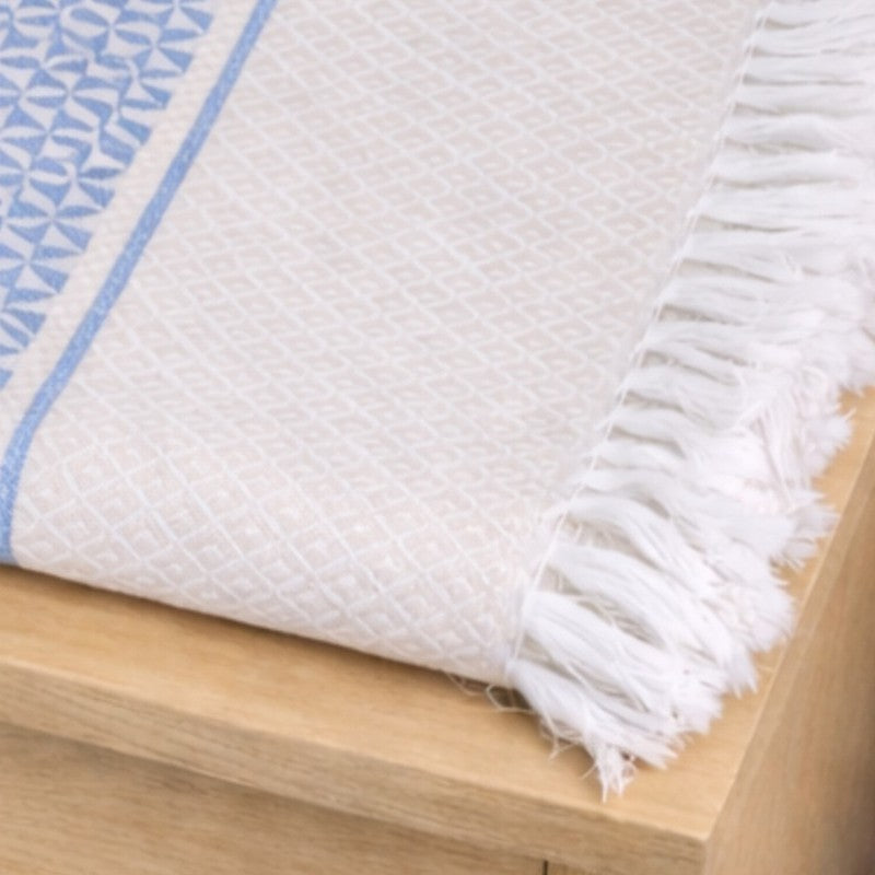 MosacStrip Cotton Bath Towel (Blue & White) - Set Of Two media 6