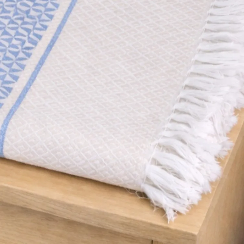 MosacStrip Cotton Bath Towel (Blue & White) - Set Of Two media 6