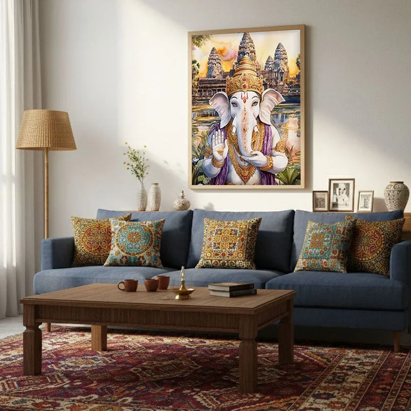 Mangalamurti Spiritual Archival Paper Wall Painting - Natural Brown Frame media 4