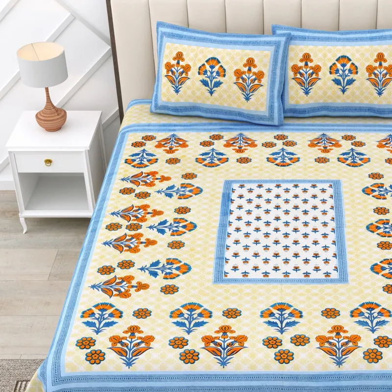 Rangrez Rosette Cotton Bedsheet (Blue) - 180 TC media 4