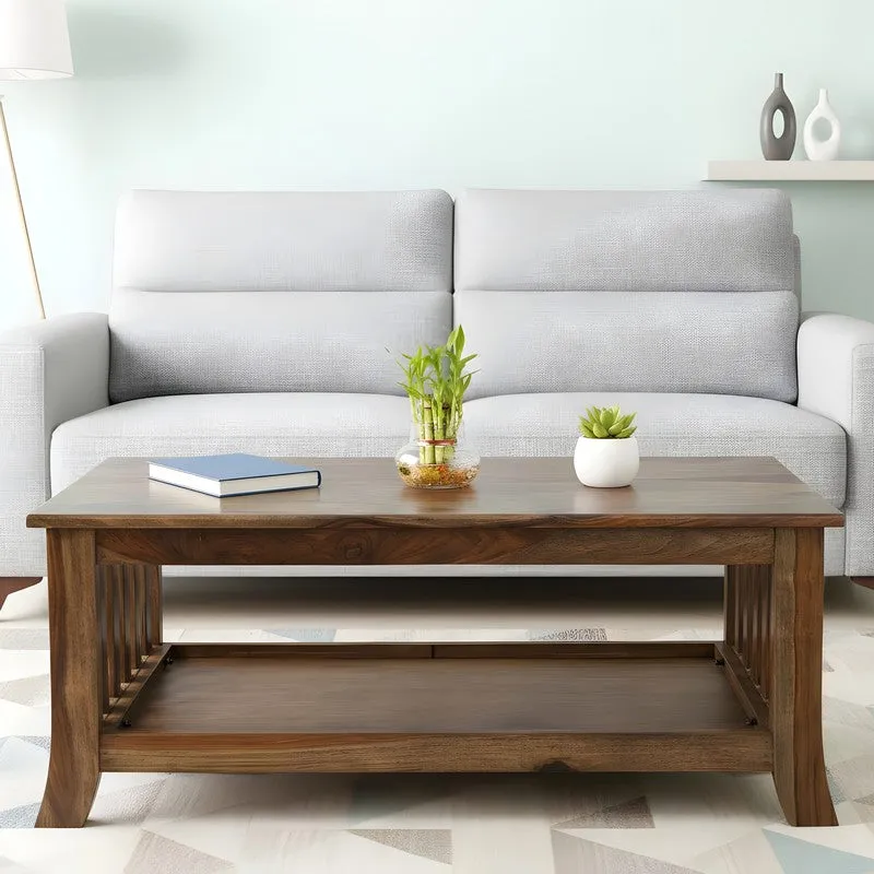 Bravon Sheesham Wooden Center Table - Light Brown media 4