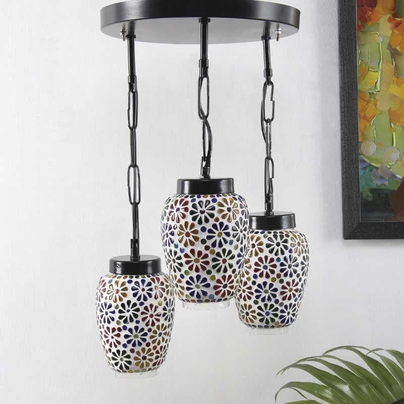 Floral Glaze Glass Ceiling Lamp - Multicolor media 5