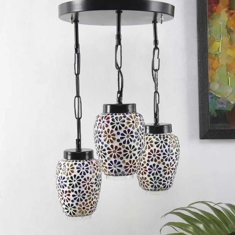 Floral Glaze Glass Ceiling Lamp - Multicolor media 5