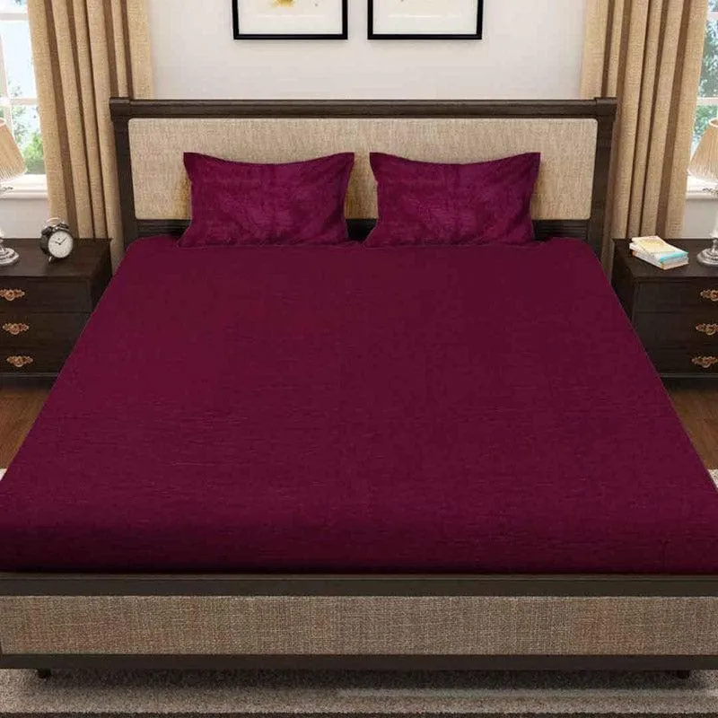 Pristine Charm Warm Woollen Bedsheet (Maroon) - 150 GSM media 1