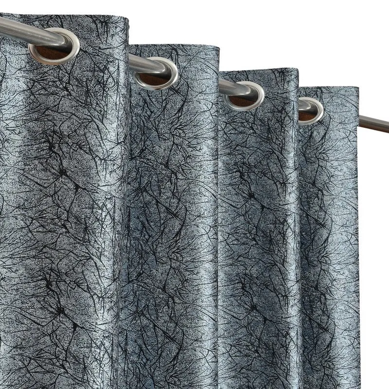 SoftFall Printed Curtains (Grey) - Set Of Two media 3