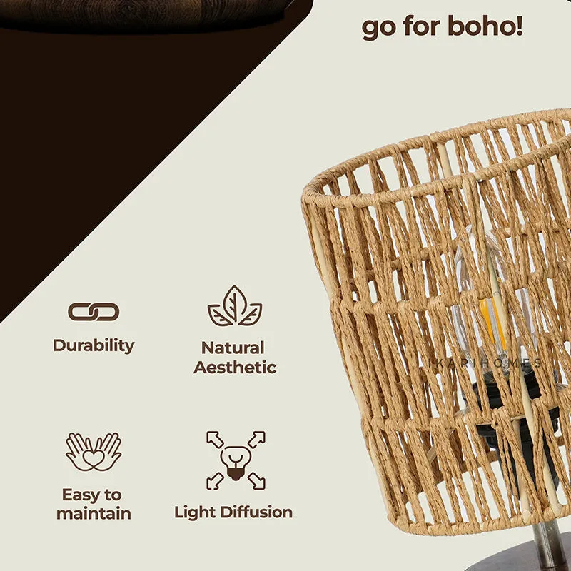 PrismaLit Rattan Mango Wood Table Lamp - Beige media 4