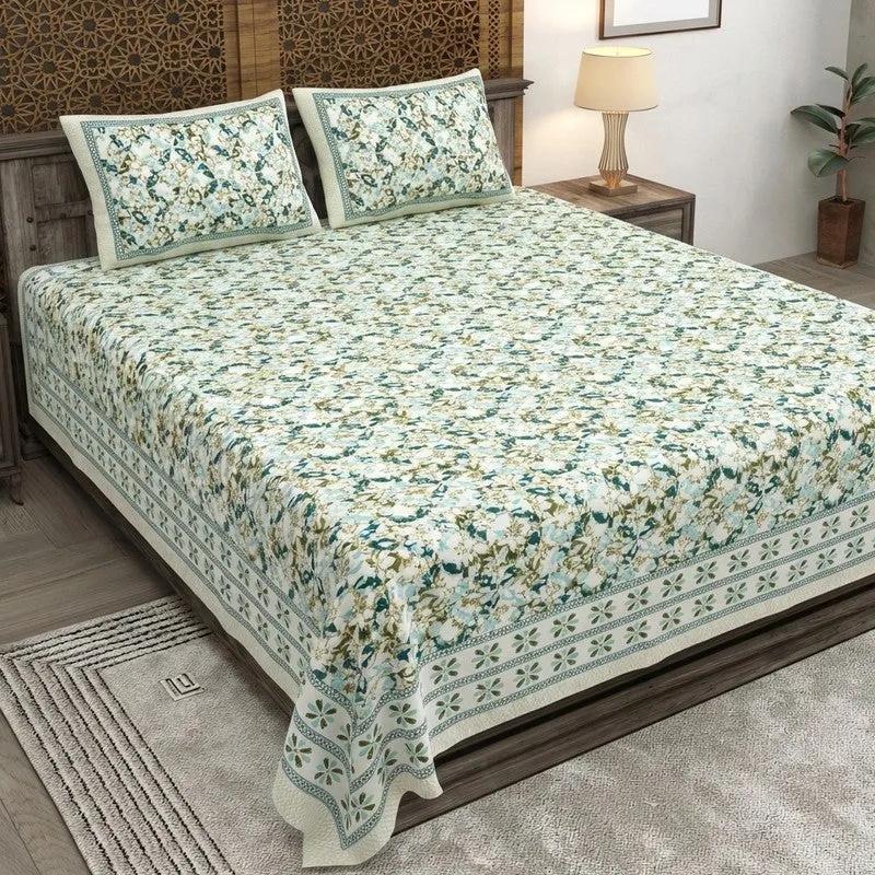 Rangix Cotton Bedsheet (Green) - 240 TC media 1
