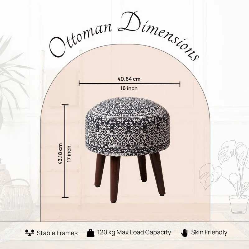 Dona Cotton Ottoman - Blue & White media 6