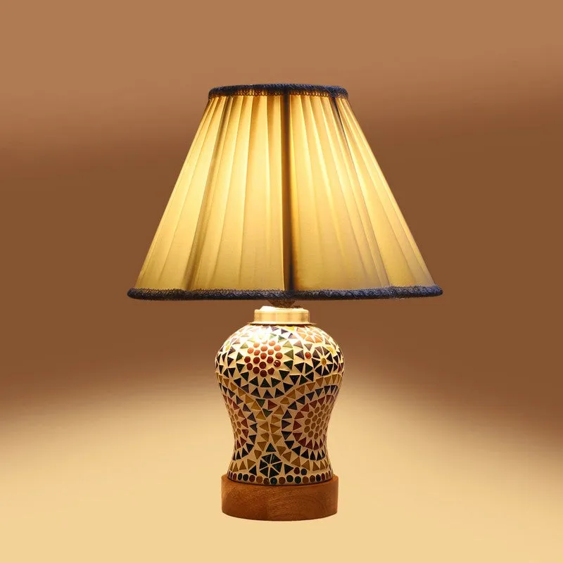 Aurenique Pleated Wooden Table Lamp - Multicolor media 7