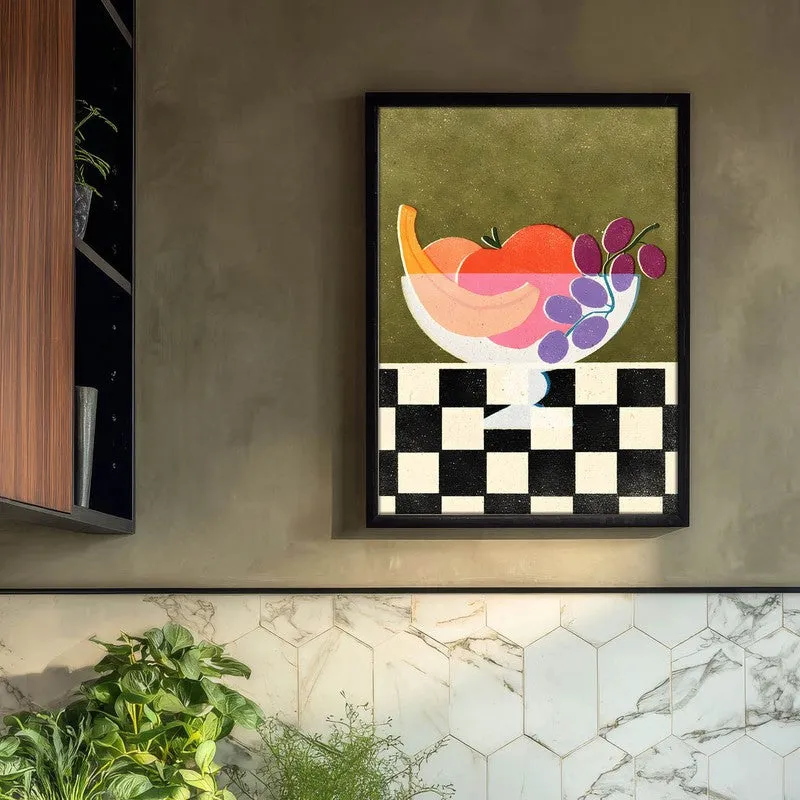 Check Bowl Archival Canvas Wall Art - Black media 3