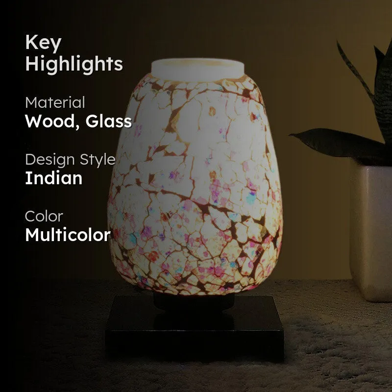 Colorgleam Mosaic Glass Table Lamp With Wooden Base - Multicolor media 2